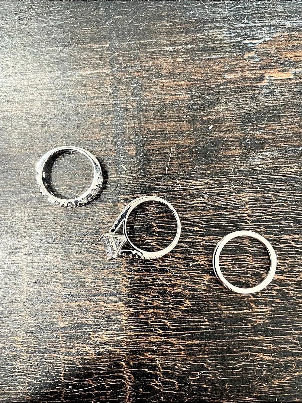 Silver Engagement Ring Set
